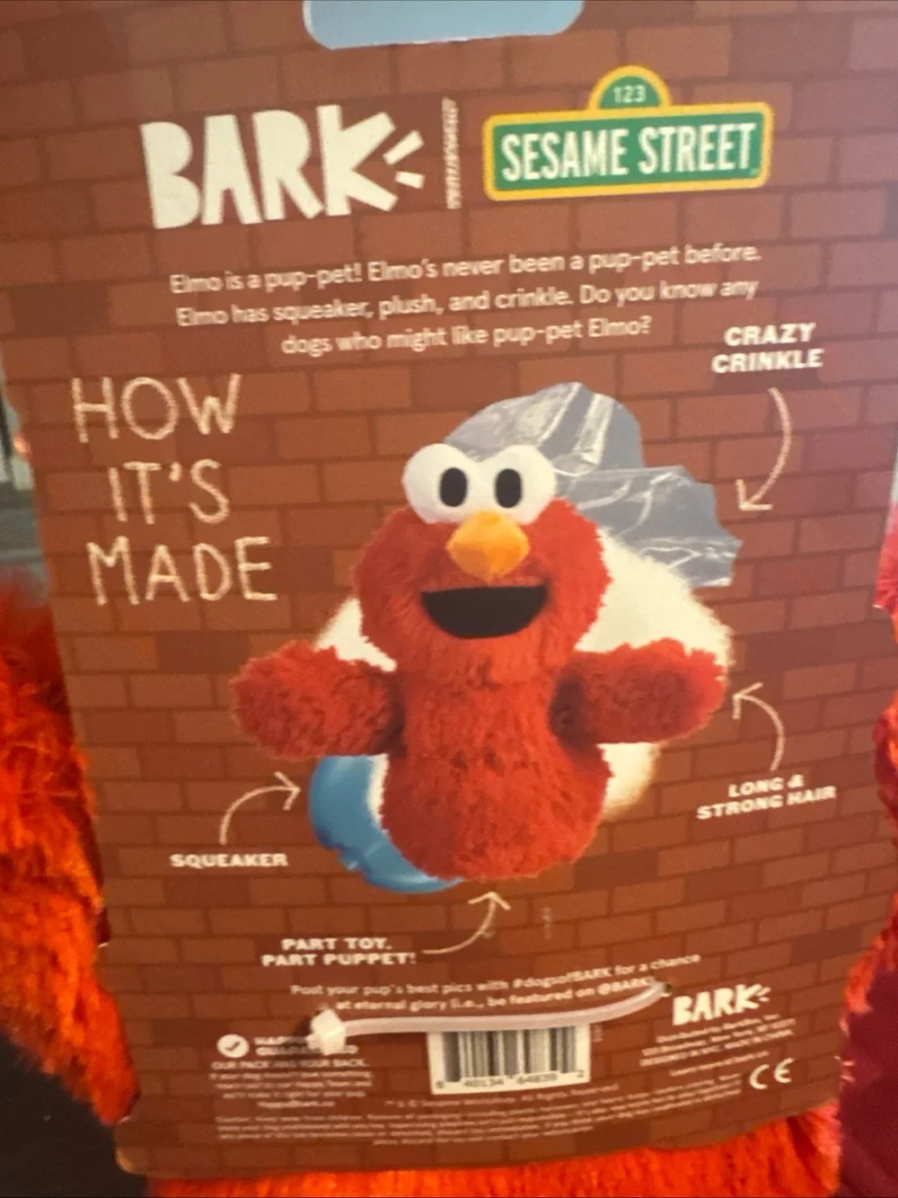 Elmo bark box dog toy